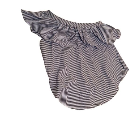 Veronica Beard Size 4 One Shoulder Blue/White Stripe Top Great Cond. Non Smoking - Picture 2 of 16
